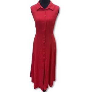 Vintage Pink Sleeveless Collared Shirt Dress | Size 14 | Betsy's Things Petites